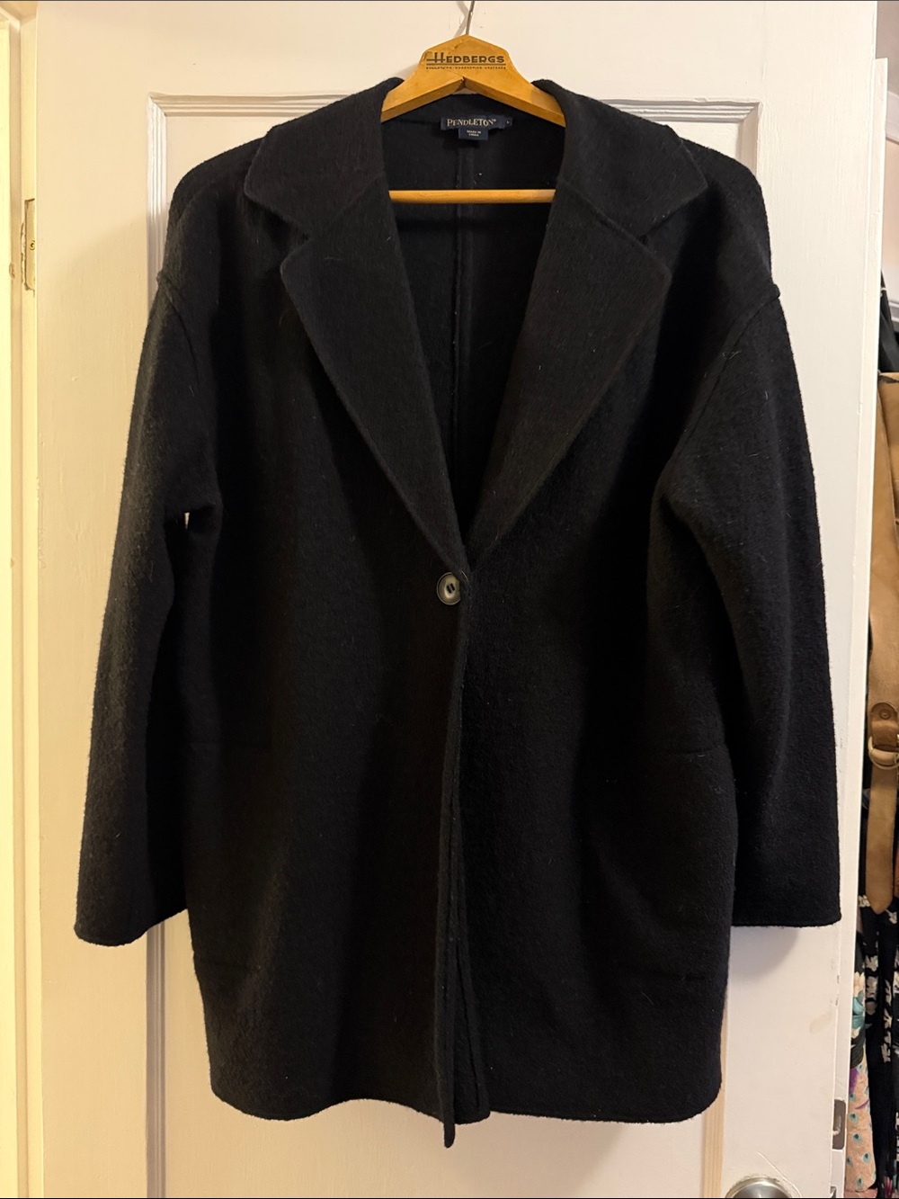 Pendleton Black Single-Button Wool Pea Coat